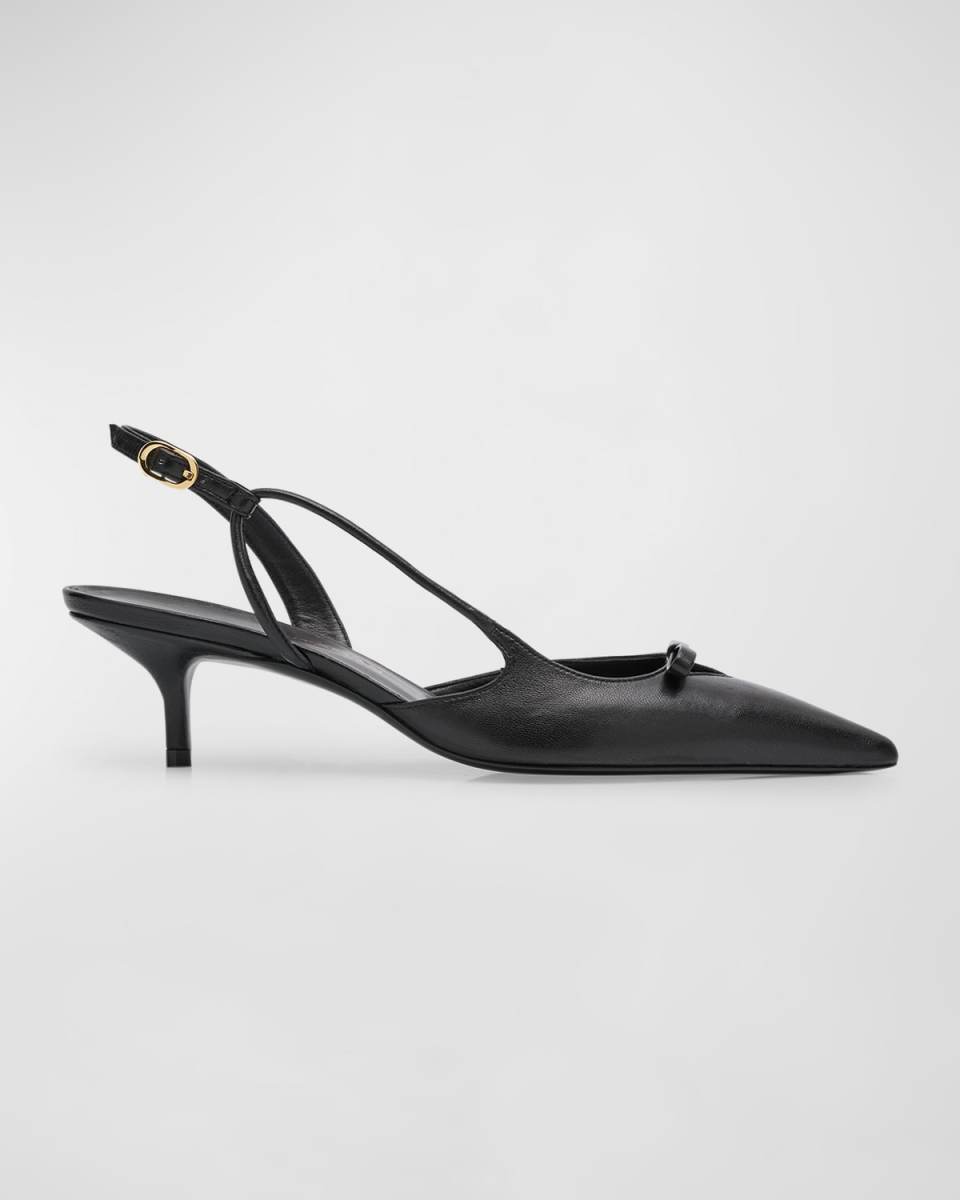 Tully Leather Bow Slingback Pumps