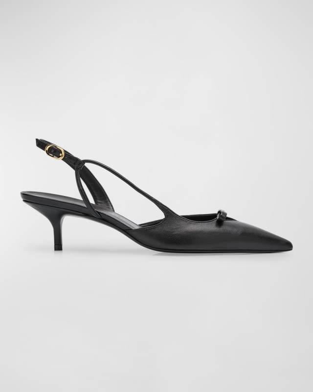 Tully Leather Bow Slingback Pumps