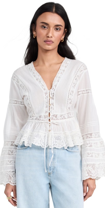 LoveShackFancy Mindy Top Bright White