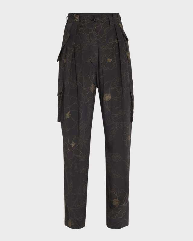 Polkam Floral Silk Pants