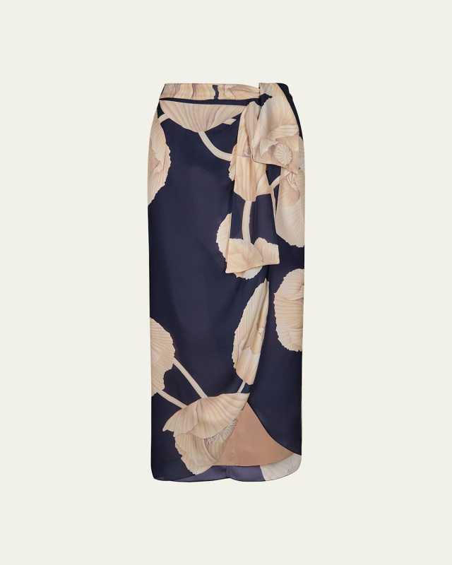 Naturalism Floral Silk Wrap Skirt