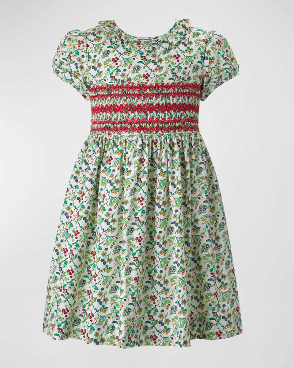 Girl's Floral Hand Smocked Dress, Size 2-