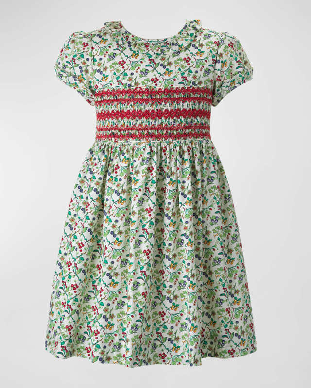 Girl's Floral Hand Smocked Dress, Size 2-