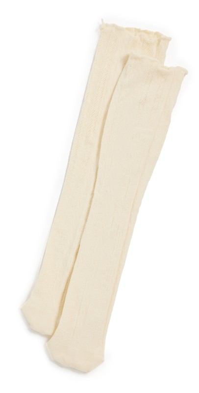 Stems Lace Knit Spring Socks White