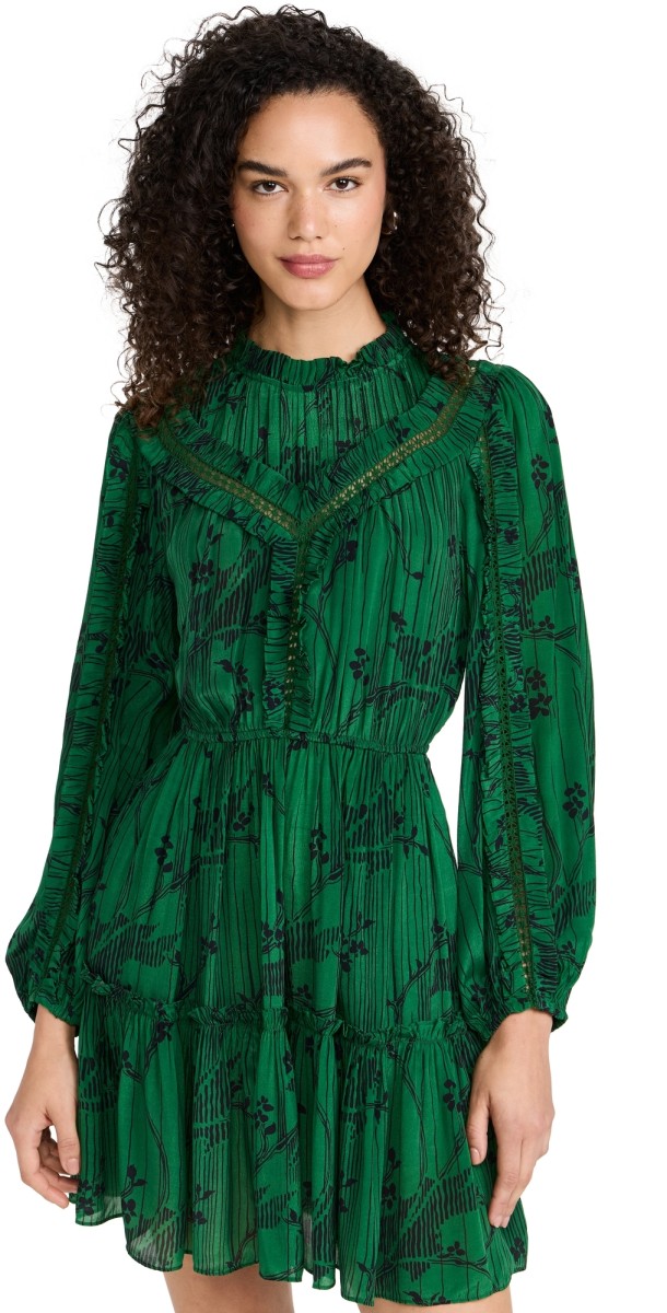 Sea Sunniva Print Long Sleeve Dress Green