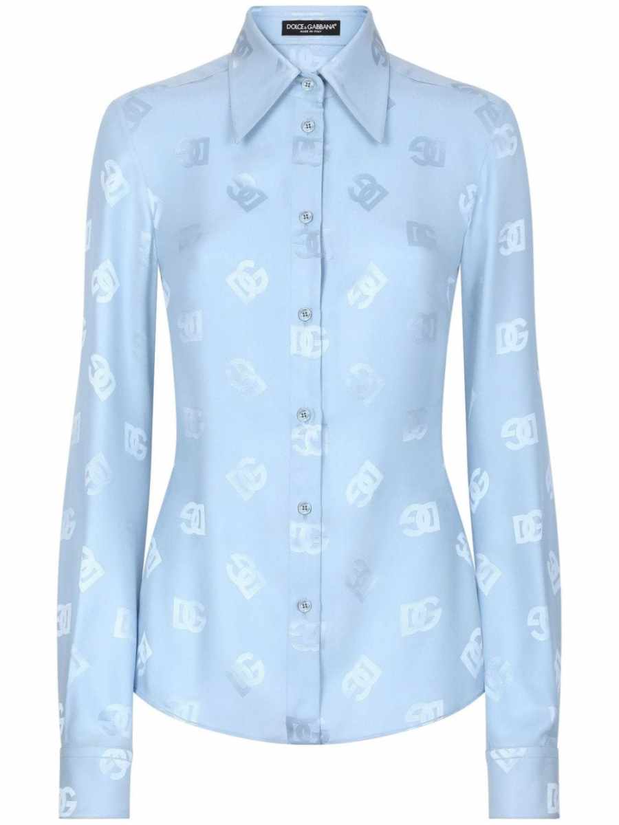 monogram-jacquard silk shirt