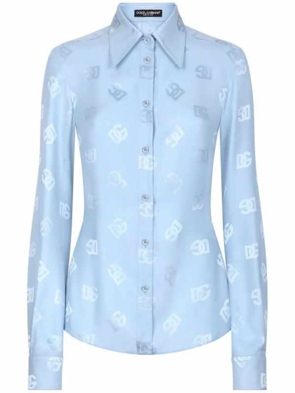 monogram-jacquard silk shirt