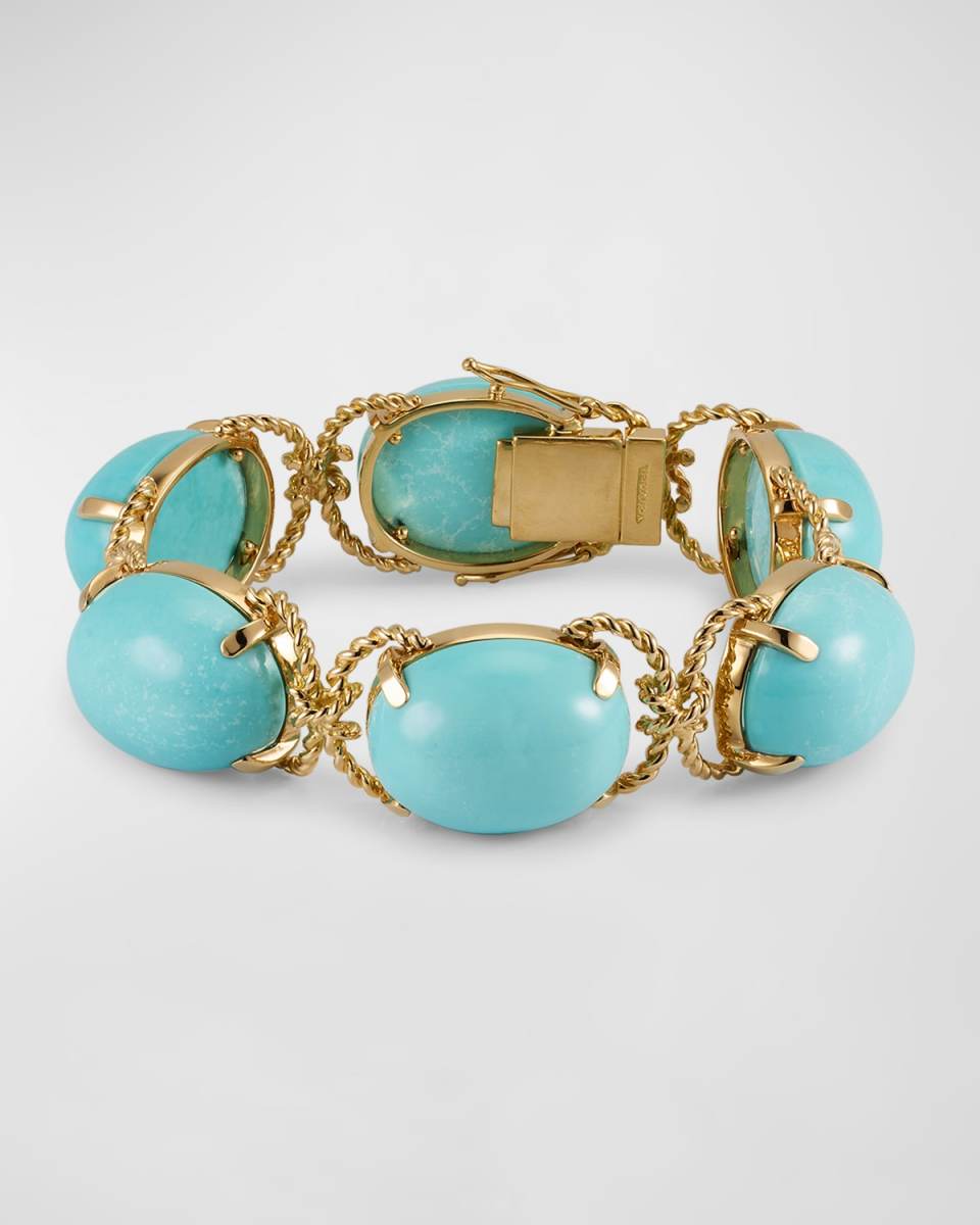 18K Yellow Gold Turquoise Pebble Bracelet