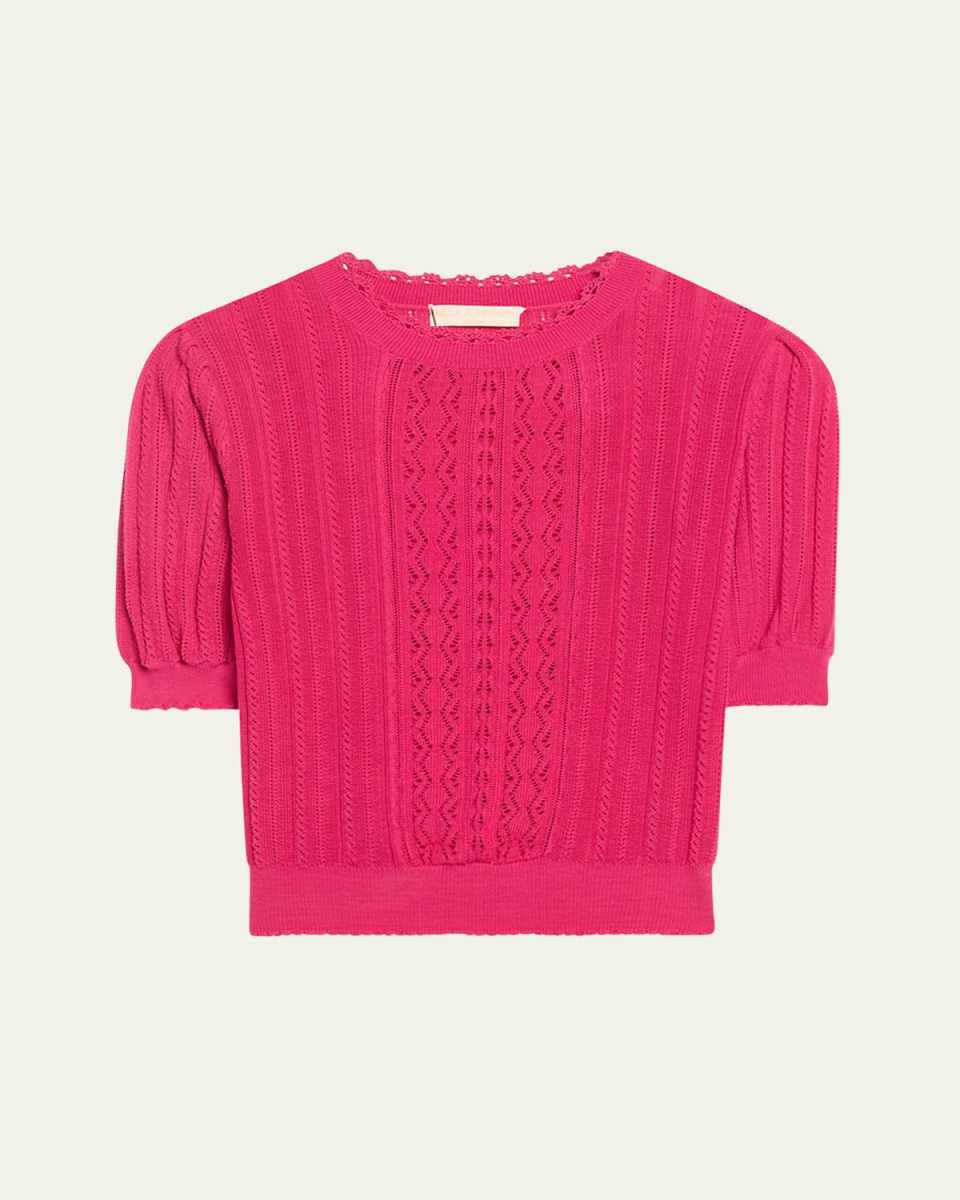 Gemma Pointelle Silk and Cotton Short-Sleeve Top