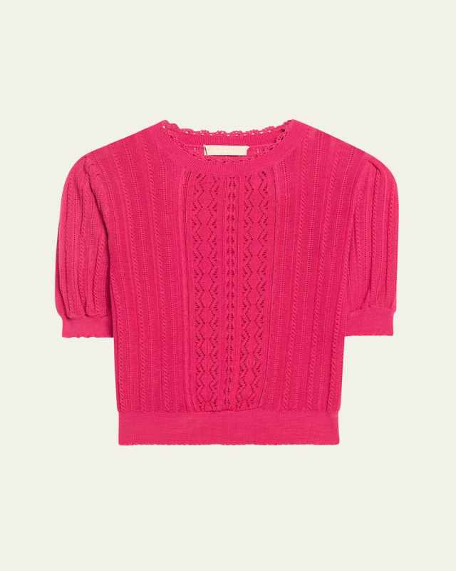 Gemma Pointelle Silk and Cotton Short-Sleeve Top