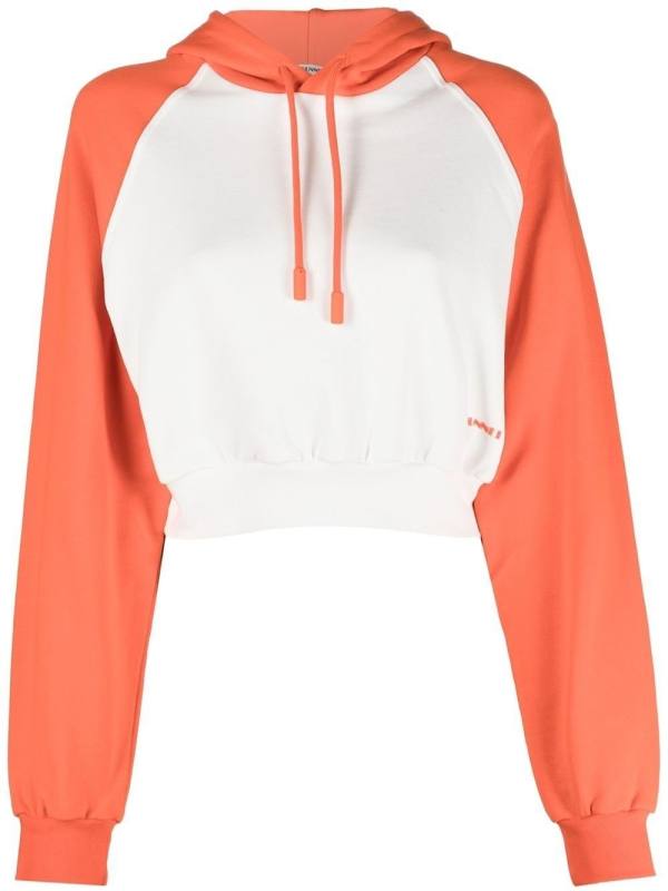 logo-print panelled hoodie