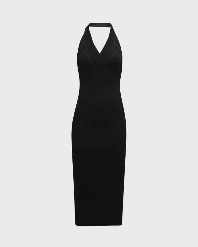 Diamond Knit Halter Midi Dress