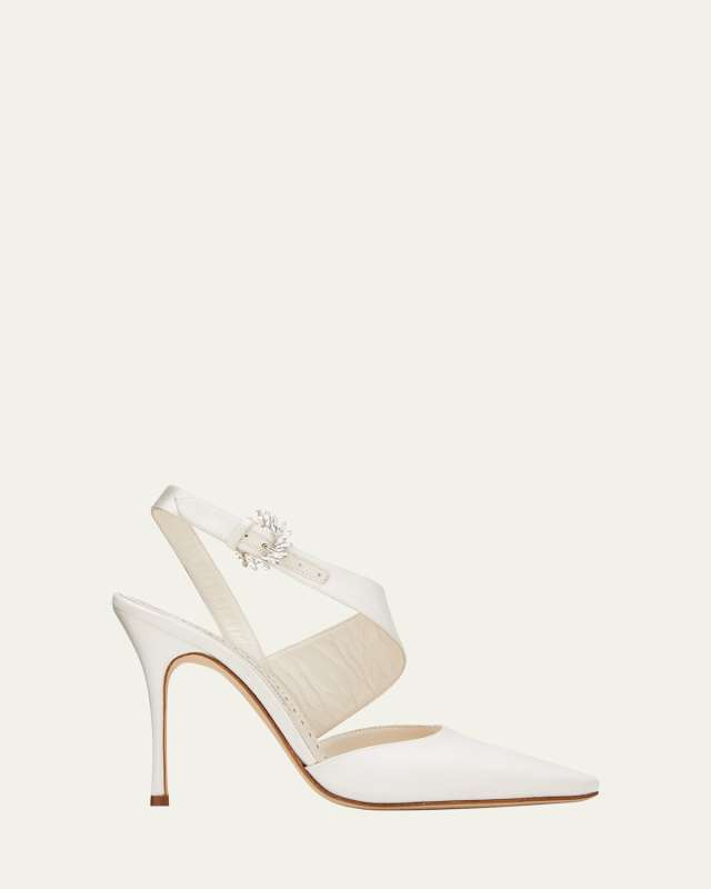 Hafela Silk Asymmetrical Ankle-Strap Pumps