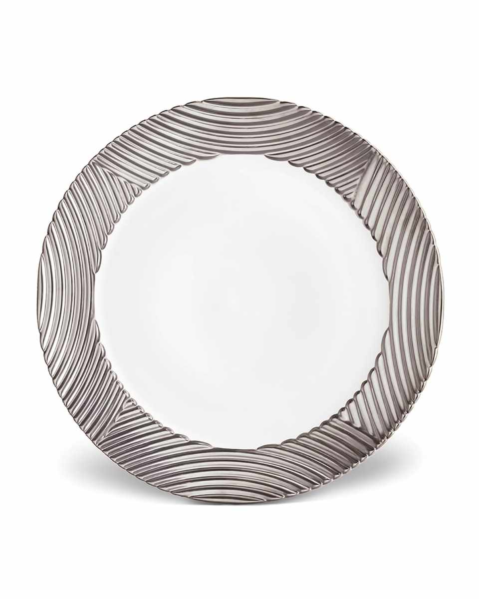 Corde Wide-Rim Charger, White/Silver