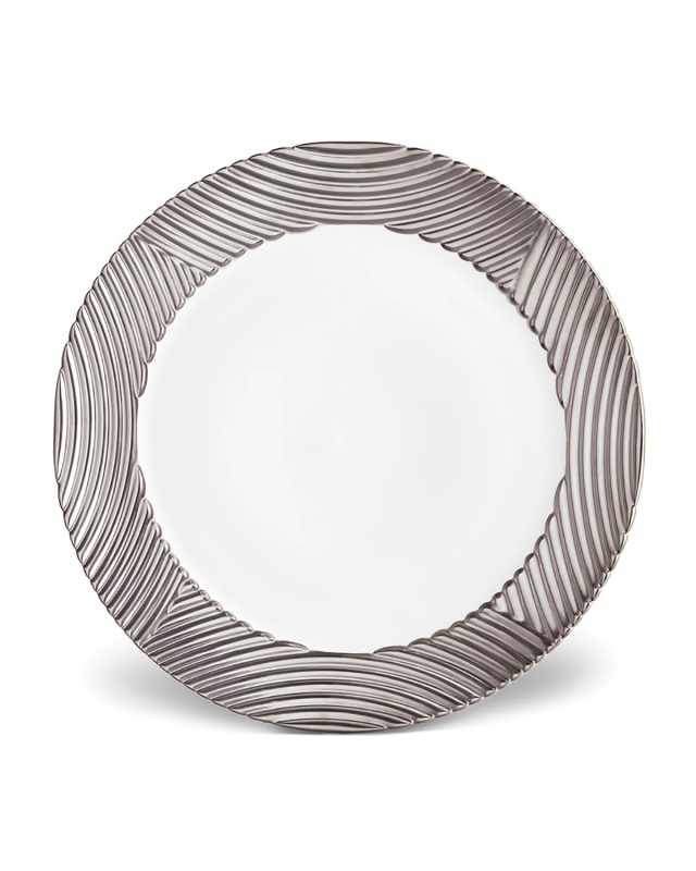 Corde Wide-Rim Charger, White/Silver