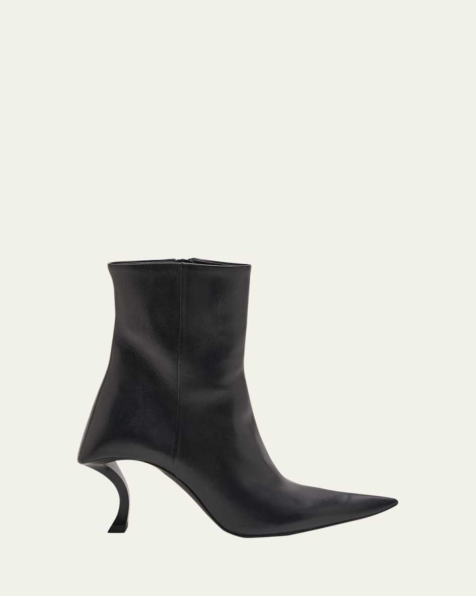 Hourg Leather Comma-Heel Booties