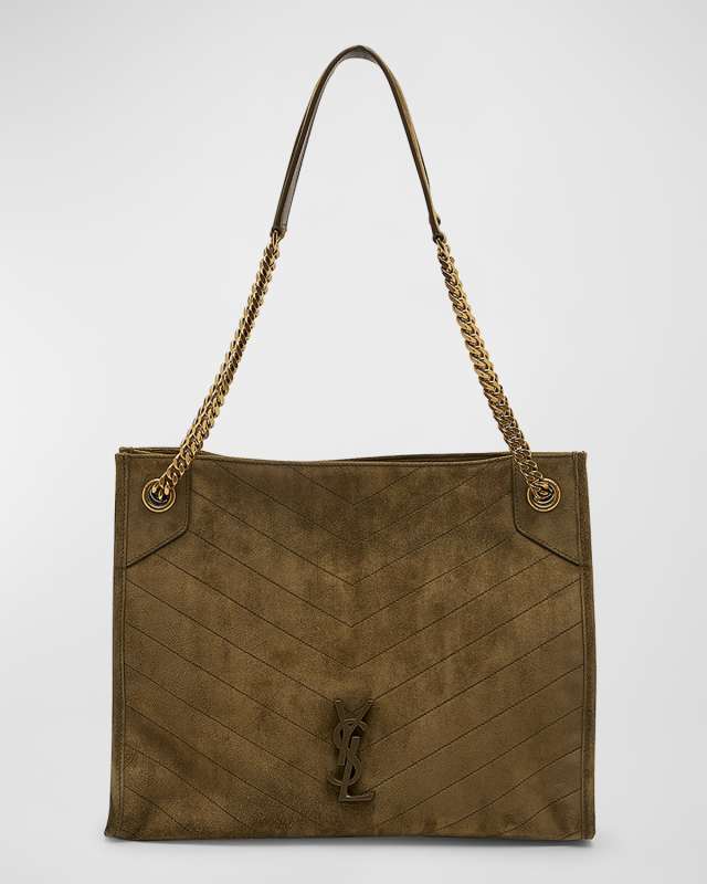 Niki Medium YSL Shopper Tote Bag in Quilted Suede