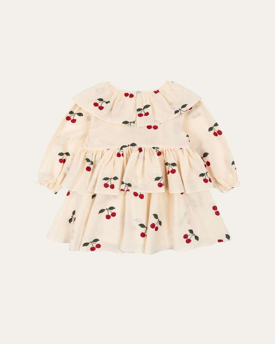 Girl's Lunella Cherry-Print Tiered Dress, Size 18M-10