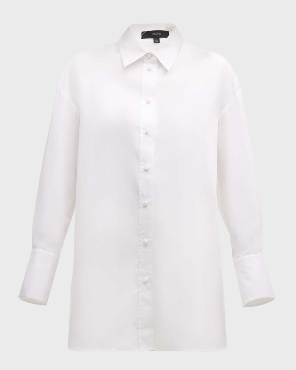 Berton Button-Down Cotton Poplin Blouse