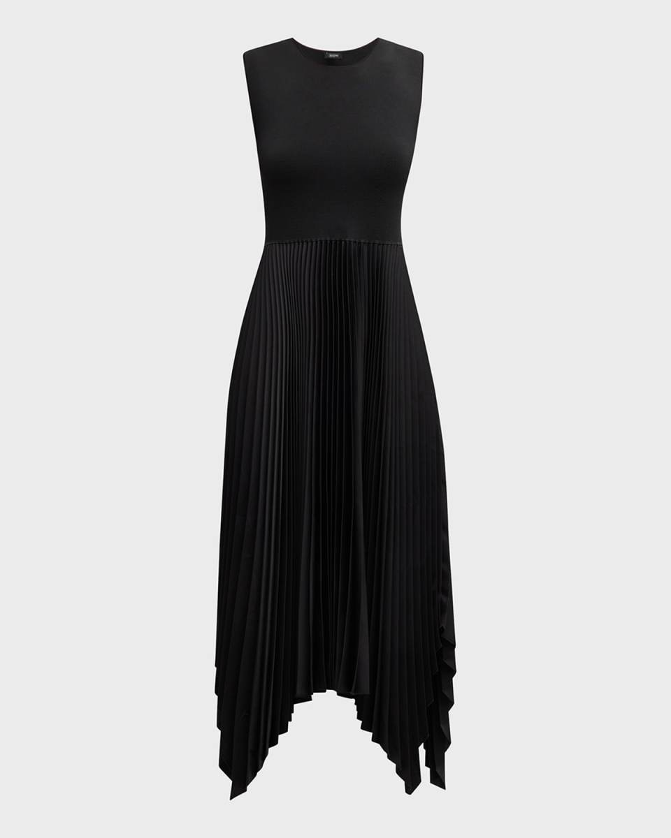 Sleeveless Pleated Handkerchief Midi Dress