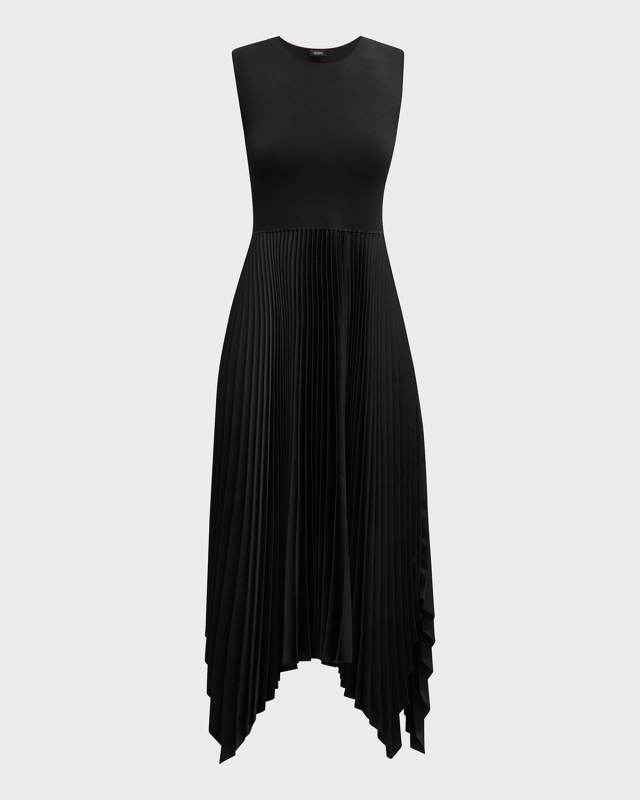 Sleeveless Pleated Handkerchief Midi Dress