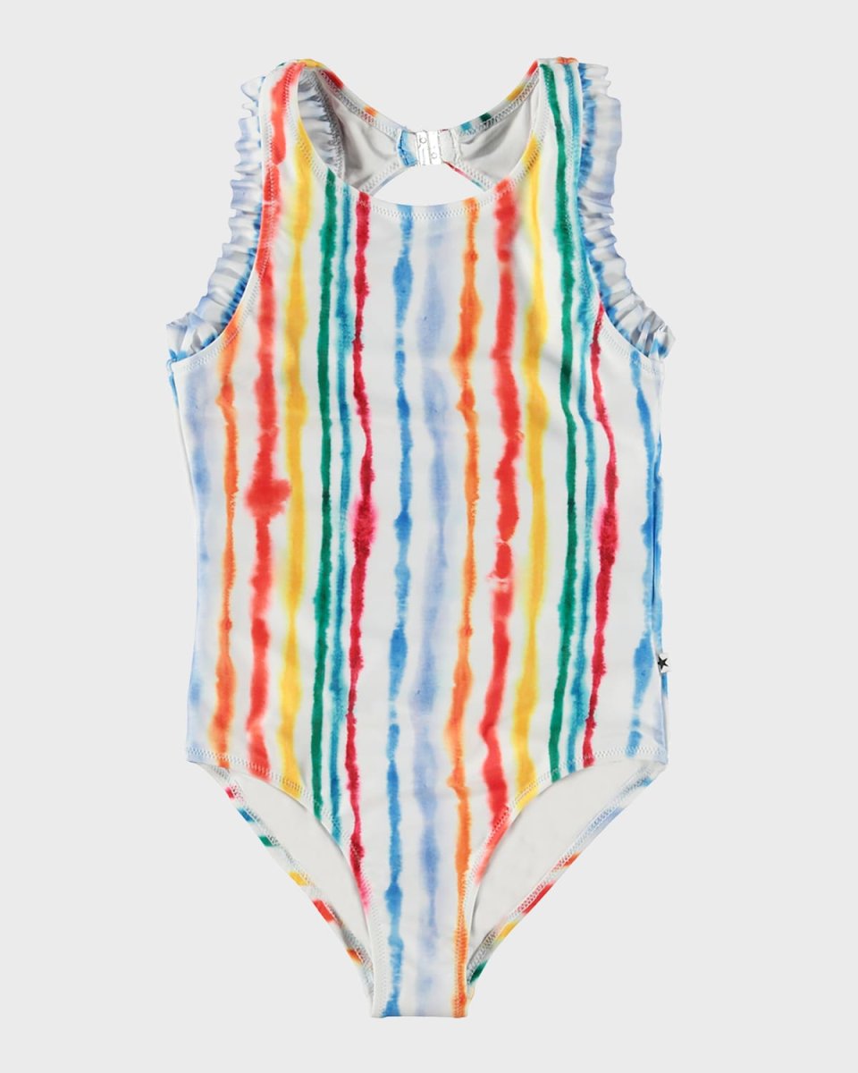 Girl's Noona Multicolor Striped One Piece Swimsuit, Size 4-