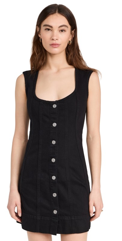 FRAME Seamed Scoop Dress Black