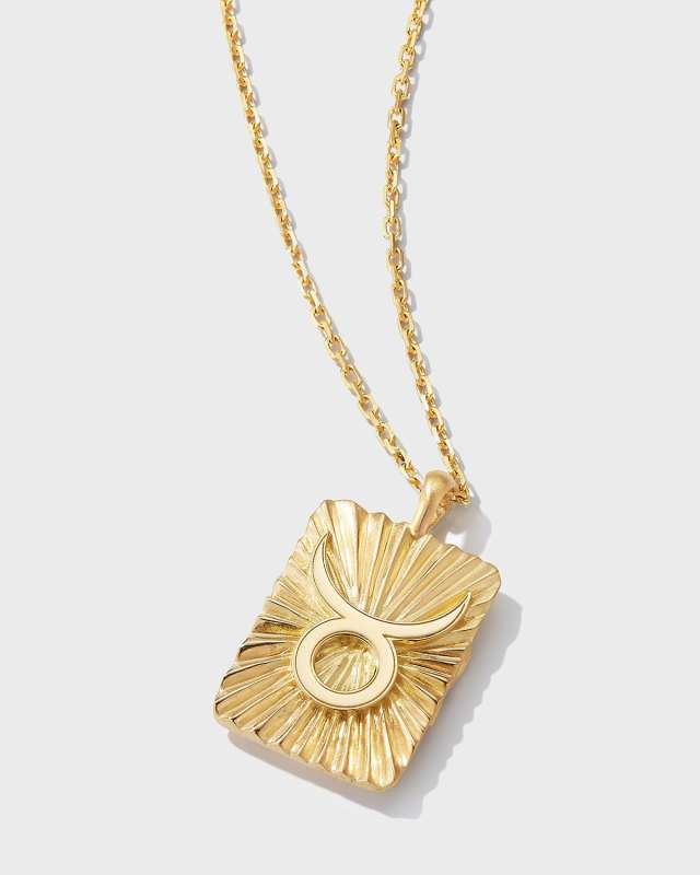 Taurus Zodiac Pendant Necklace in 18K Gold & Platinum