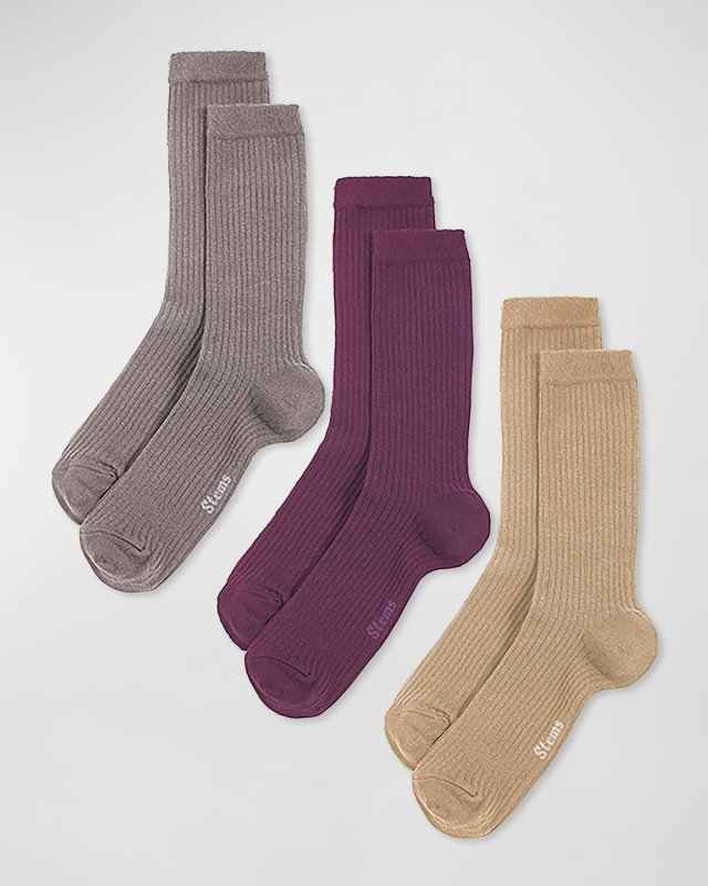 Ribbed Cashmere-Blend Crew Socks 3-Pack