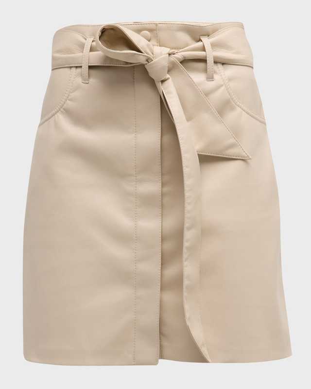 Meda Belted Alt-Leather Mini Skirt