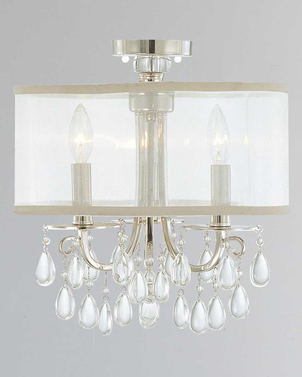 Hampton 3-Light Chrome Clear Crystal Drum Shade Chandelier