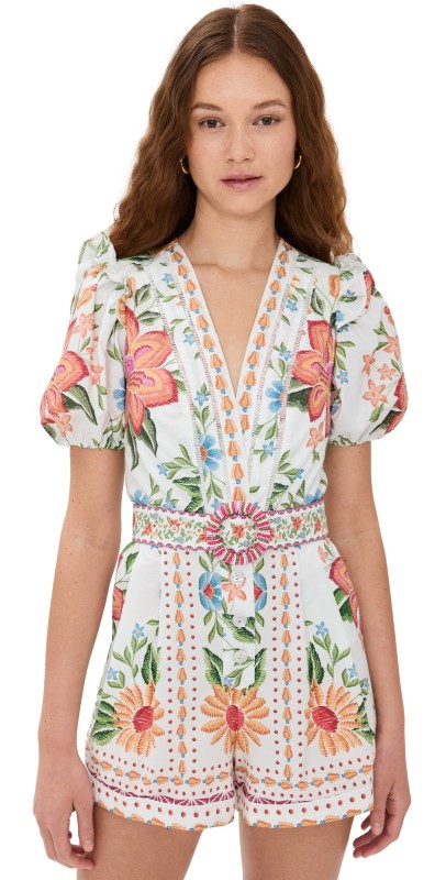 FARM Rio Bloom Garden Off White Romper Bloom Garden Off White