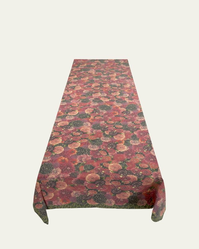 Dahlia Linen Tablecloth, 65" x 98"