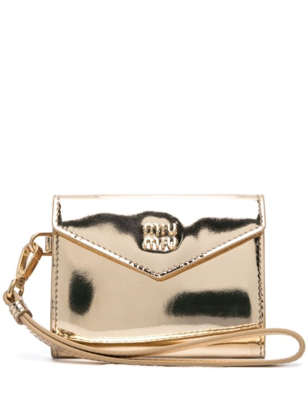 logo-embossed patent leather purs