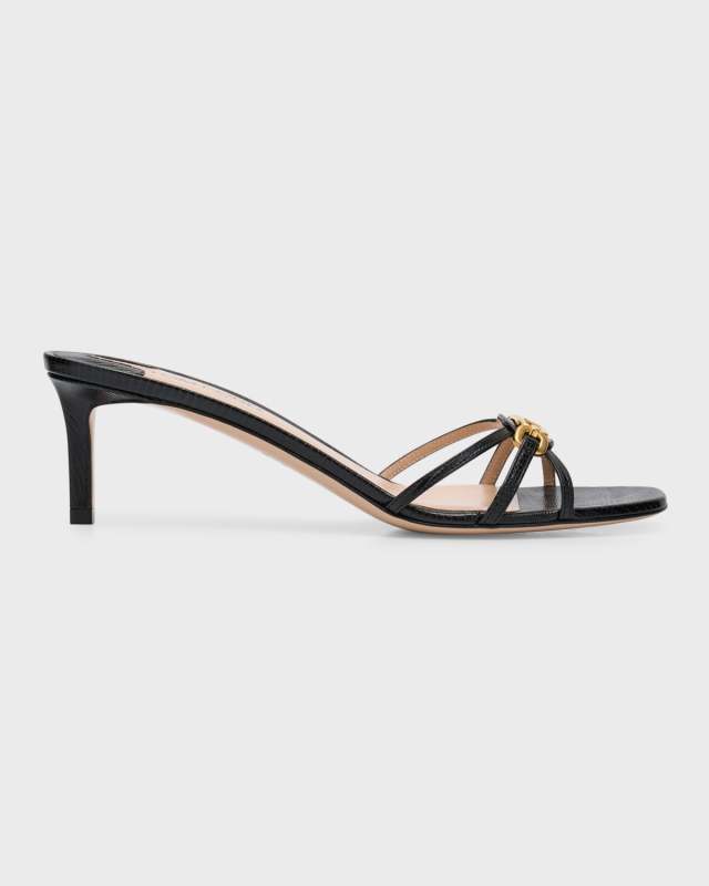 Whitney Embossed Chain Mule Sandals