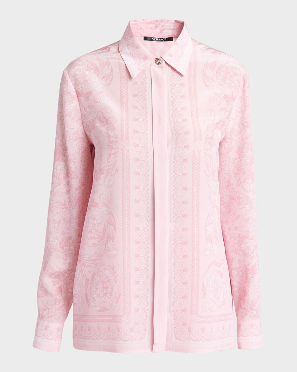 Crepe De Chine Baroque-Print Shirt