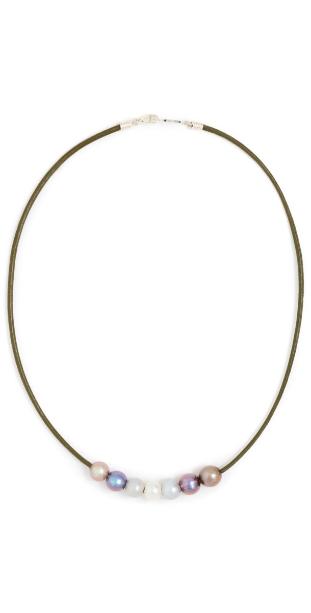 Chan Luu Leather Chord Necklace with Pearl Mix Peacock Pearl Mix