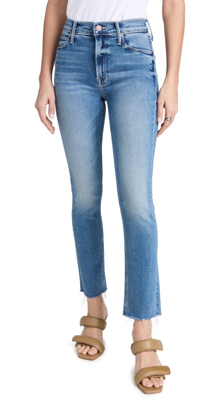 MOTHER Mid Rise Dazzler Ankle Fray Jeans Riding The Cliffside