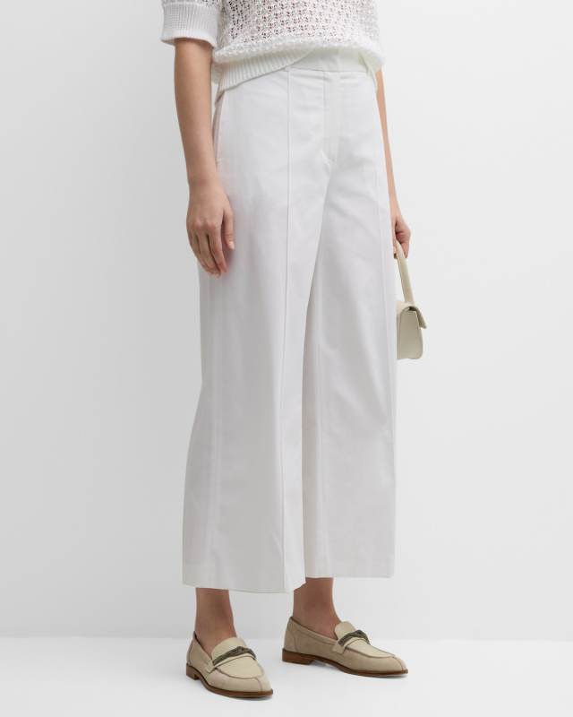 Cropped High-Rise Wide-Leg Pintuck Pants