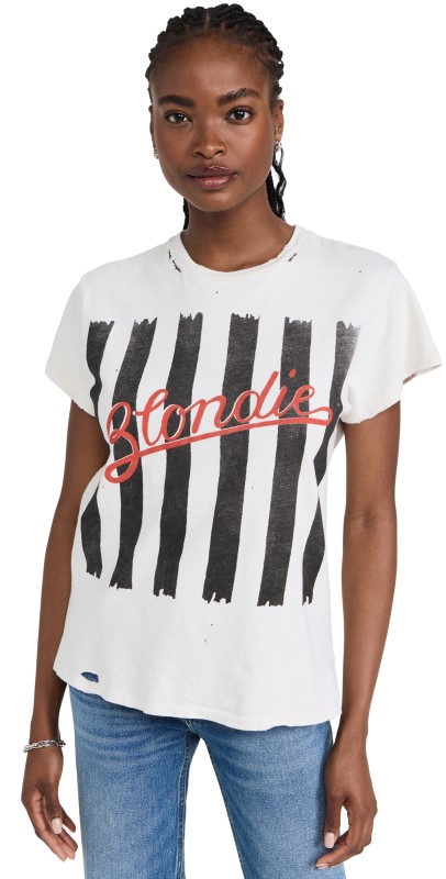 MADEWORN ROCK Blondie Destroyed Tee Vintage White