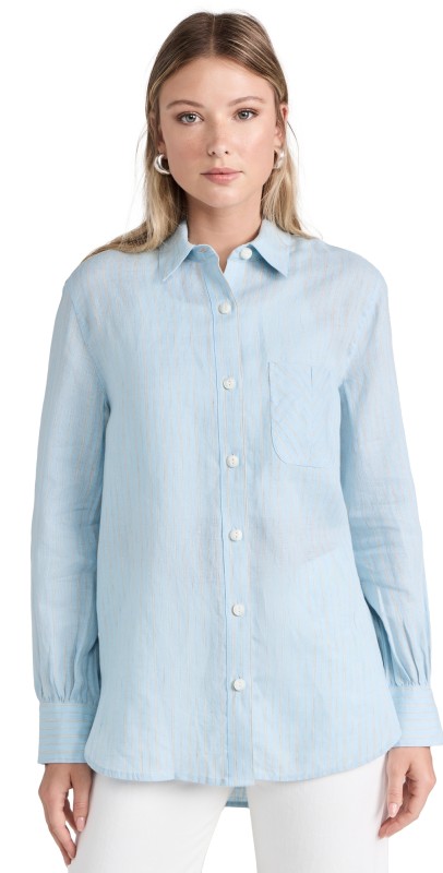 rag & bone Maxine Stripe Linen Shirt Blue Strip