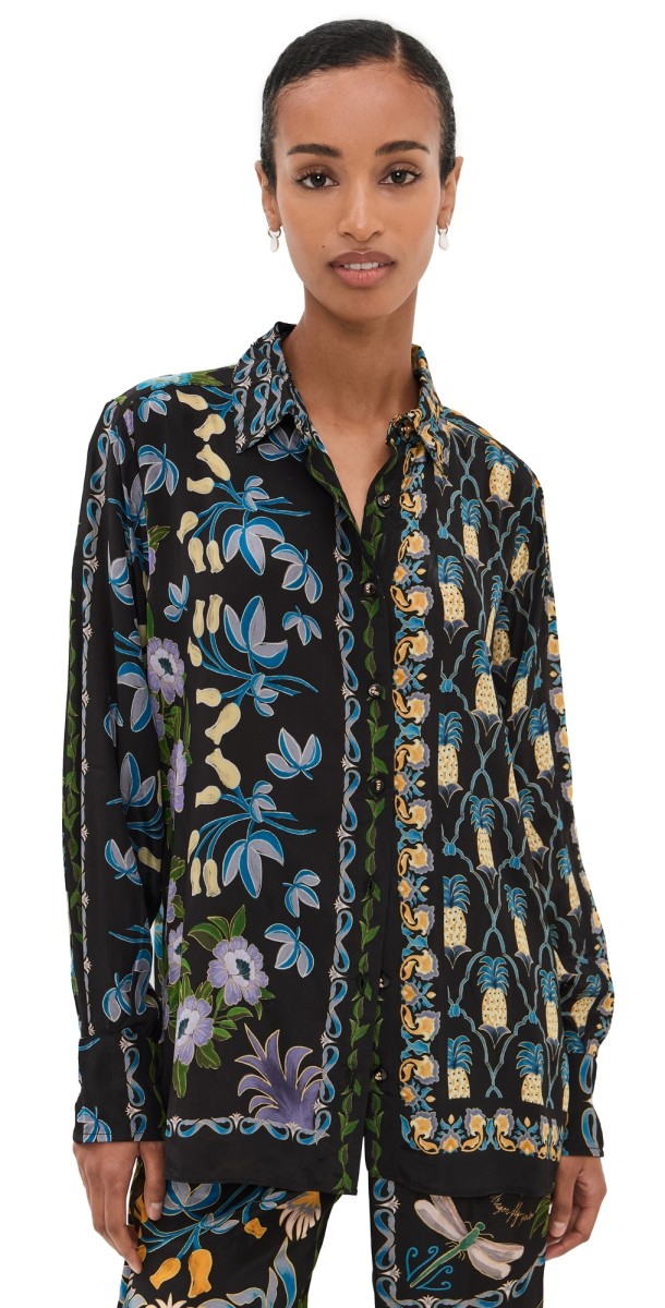 FARM Rio Winter Garden Black Pajama Shirt Winter Garden Black