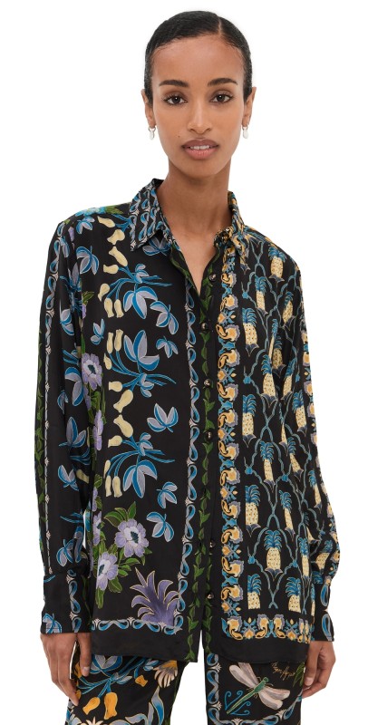 FARM Rio Winter Garden Black Pajama Shirt Winter Garden Black