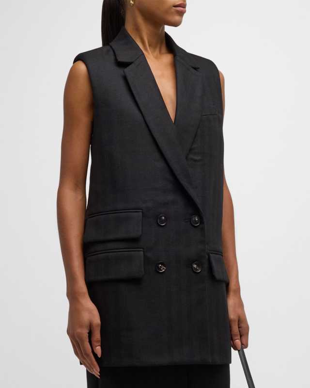 Double-Breasted Herringbone Vest