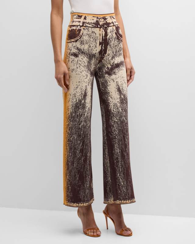 Zahra Faux Denim Wide-Leg Pants