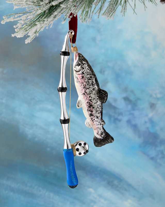 Fishing Rod With Fish Christmas Ornament