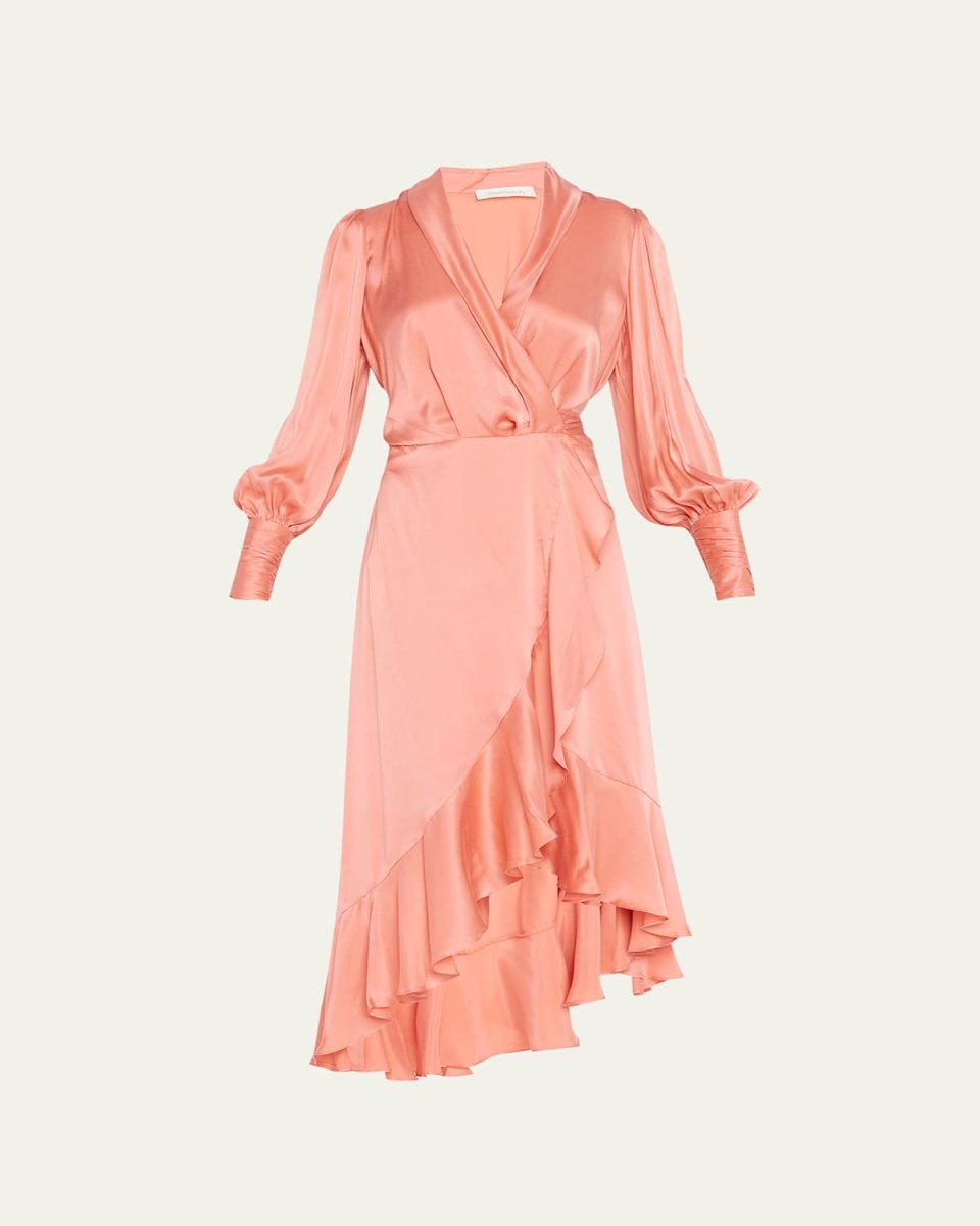Ruffled Midi Wrap Dress