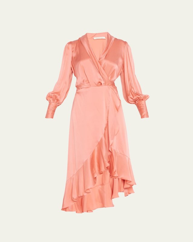 Ruffled Midi Wrap Dress
