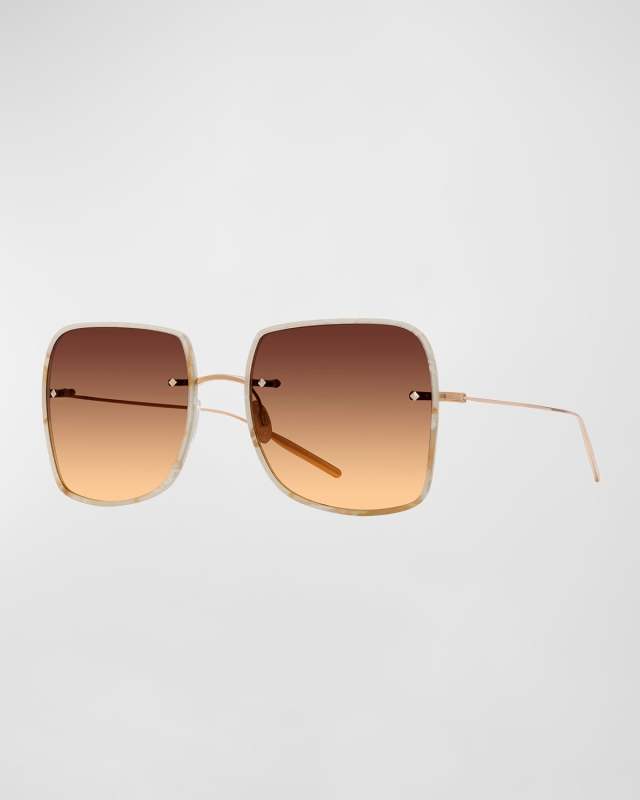 Sharona Mahogany Titanium & Acetate Square Sunglasses