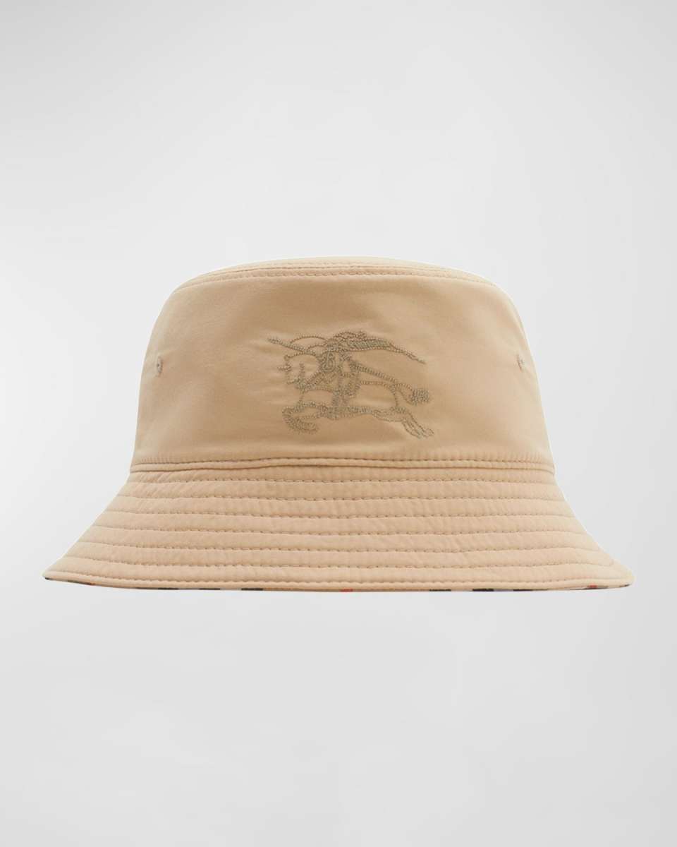 Kid's Check-Lined Reversible Bucket Hat, Size 12M-9